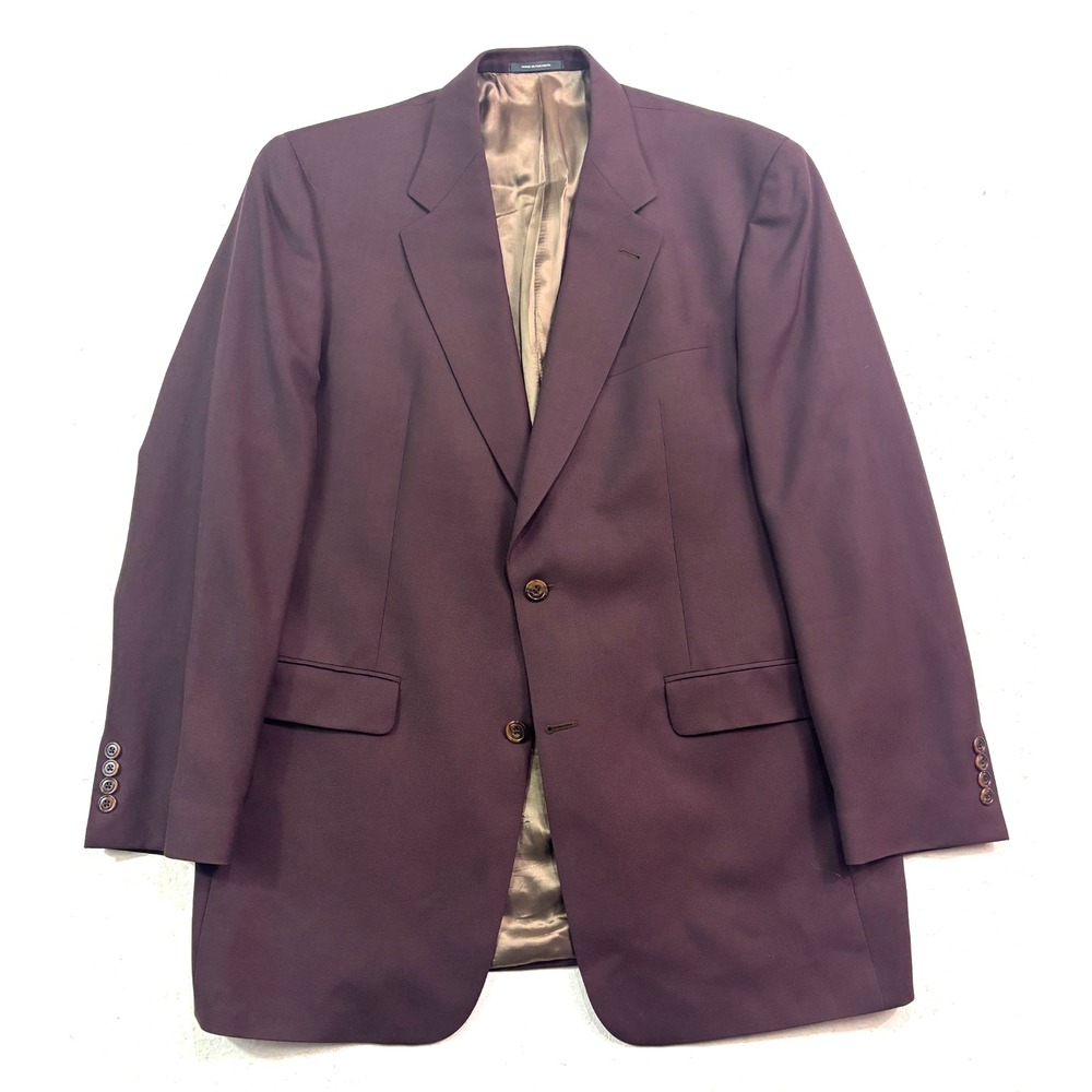 Austin Reed 44L‎ Maroon Blazer Jacket Sport Suit Coat Two Button Classic Wool